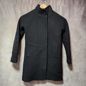 women's J CREW Stadium‎ Cloth Nello Gori WOOL Blend Black Coat cocoon size 4